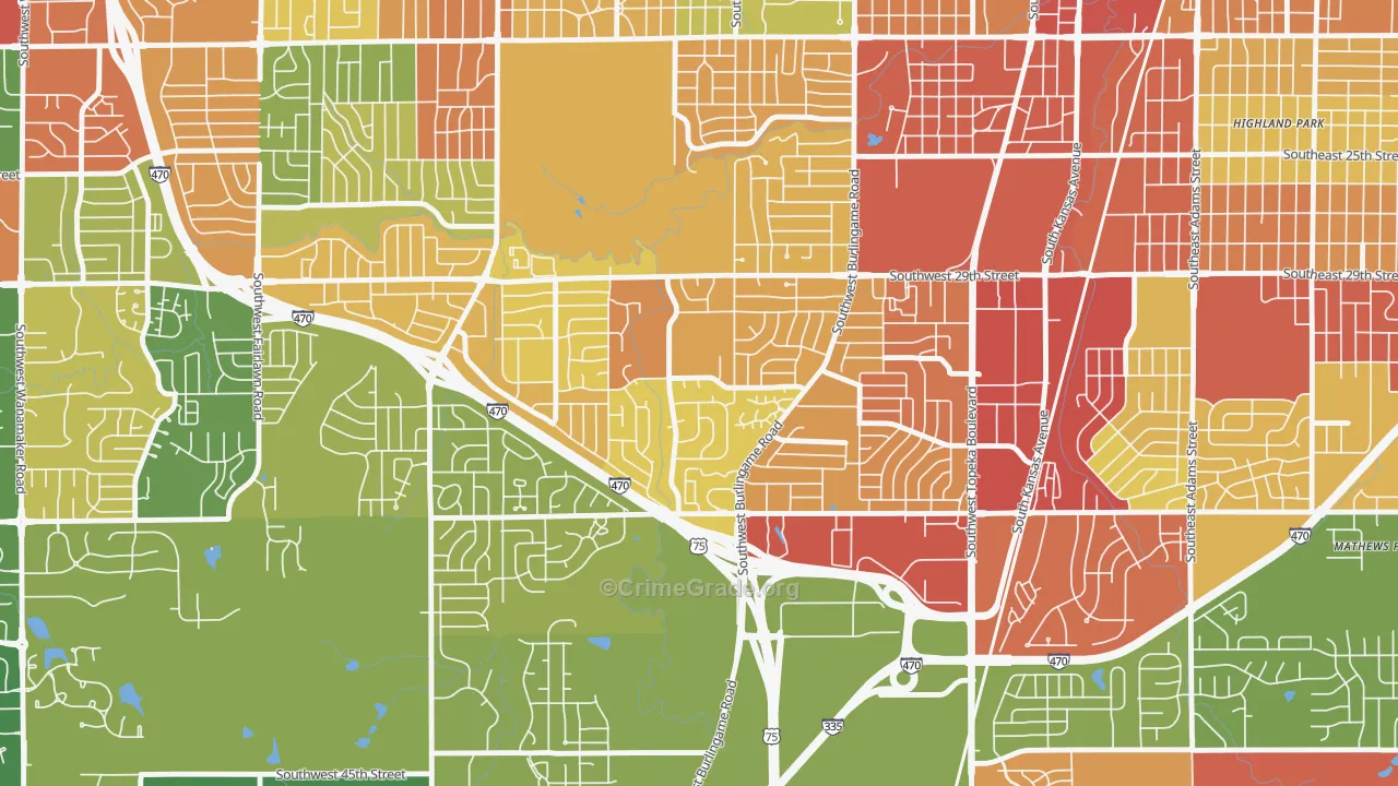 South Southeast 1, Topeka, KS Map of Theft Rates