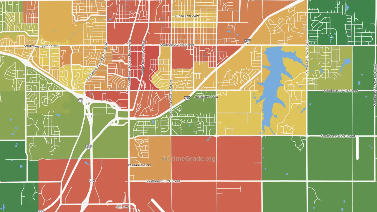 South Southeast 3, Topeka, KS Map of Theft Rates