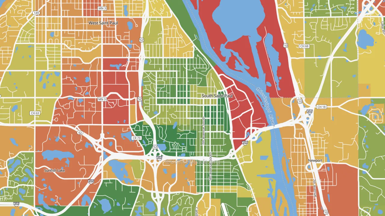 South St. Paul, MN Map of Theft Rates