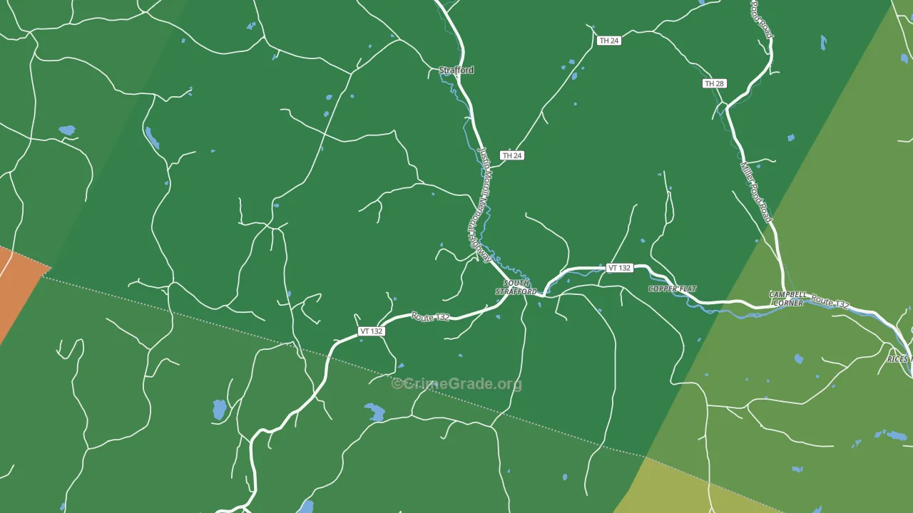South Strafford, VT Map of Theft Rates