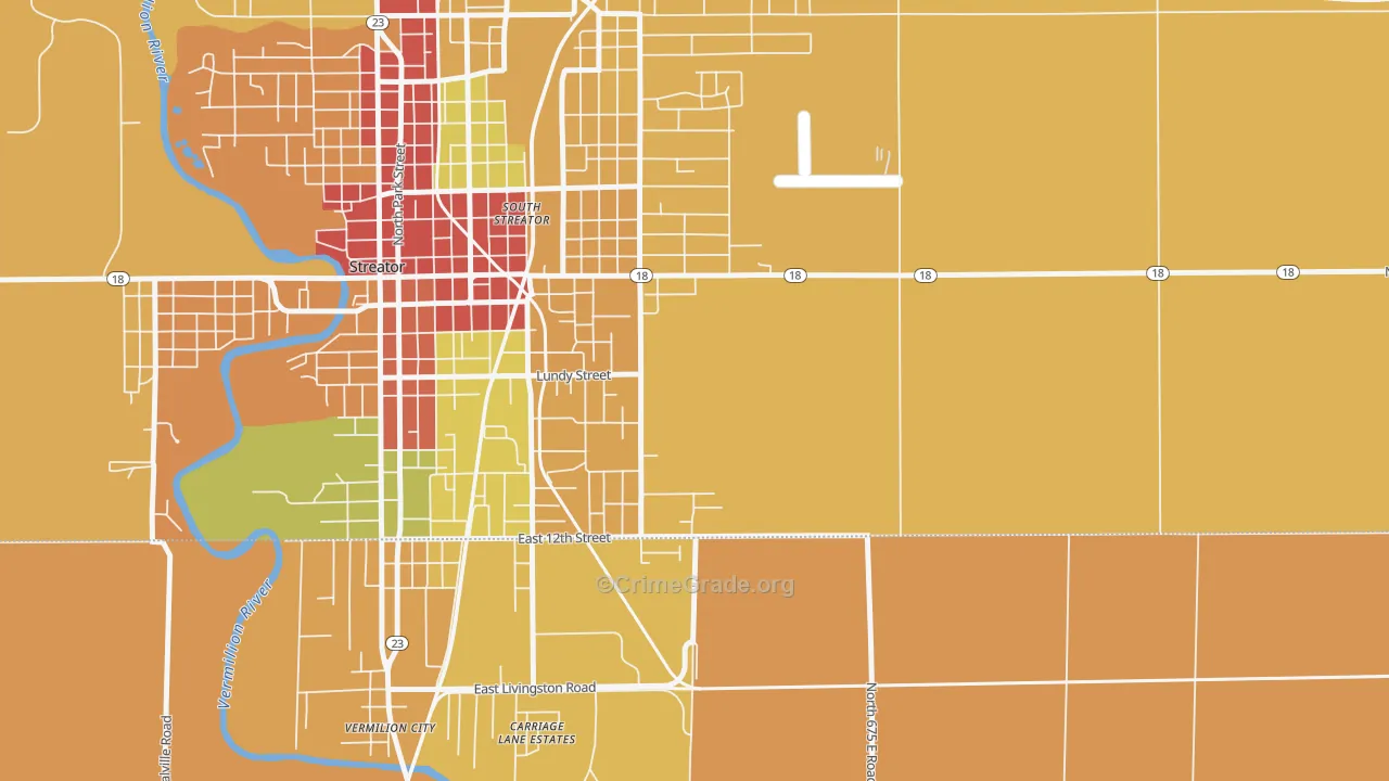 South Streator, IL Map of Theft Rates