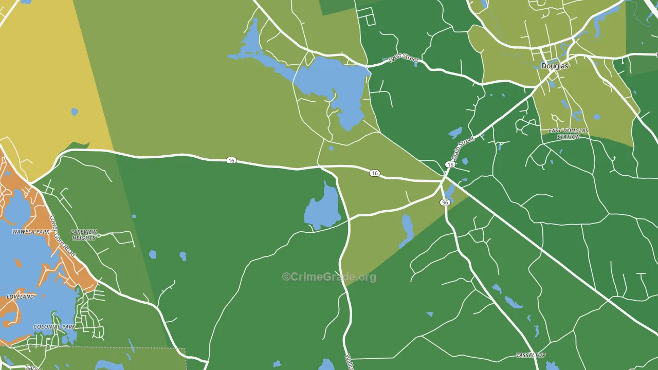 South Sutton, MA Map of Theft Rates