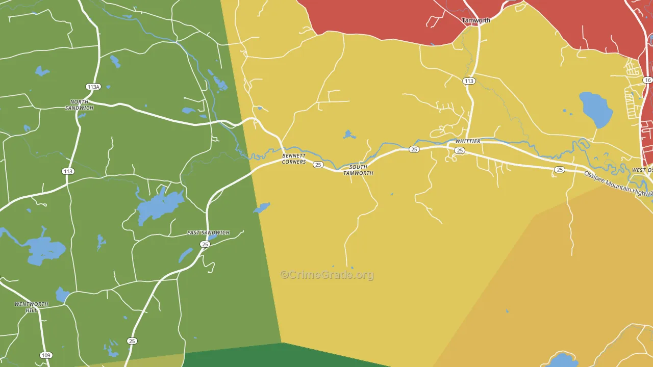 South Tamworth, NH Map of Theft Rates