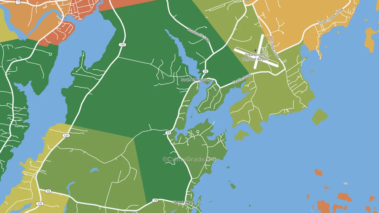 South Thomaston, ME Map of Theft Rates