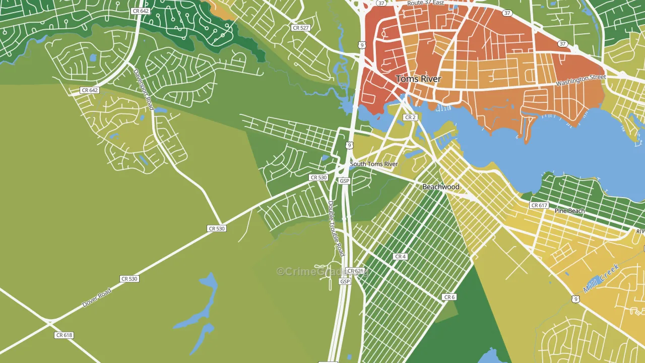 South Toms River, NJ Map of Theft Rates