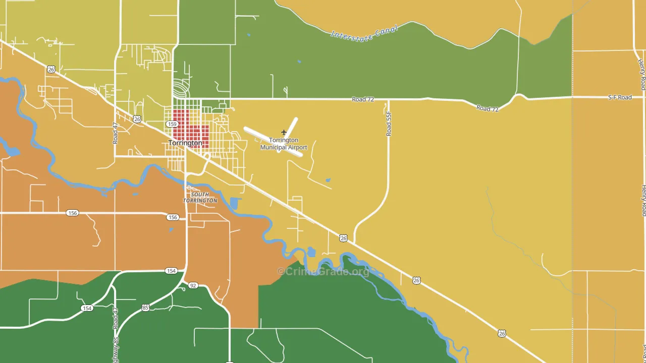 South Torrington, WY Map of Theft Rates