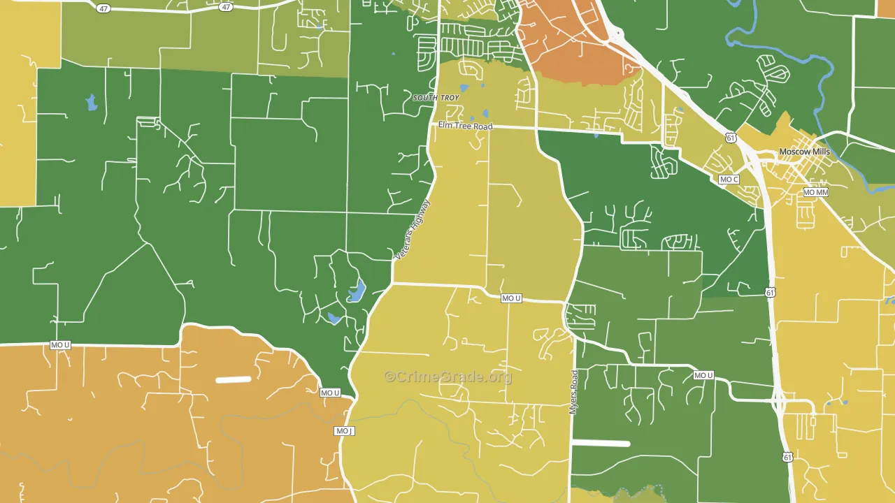 South Troy, MO Map of Theft Rates