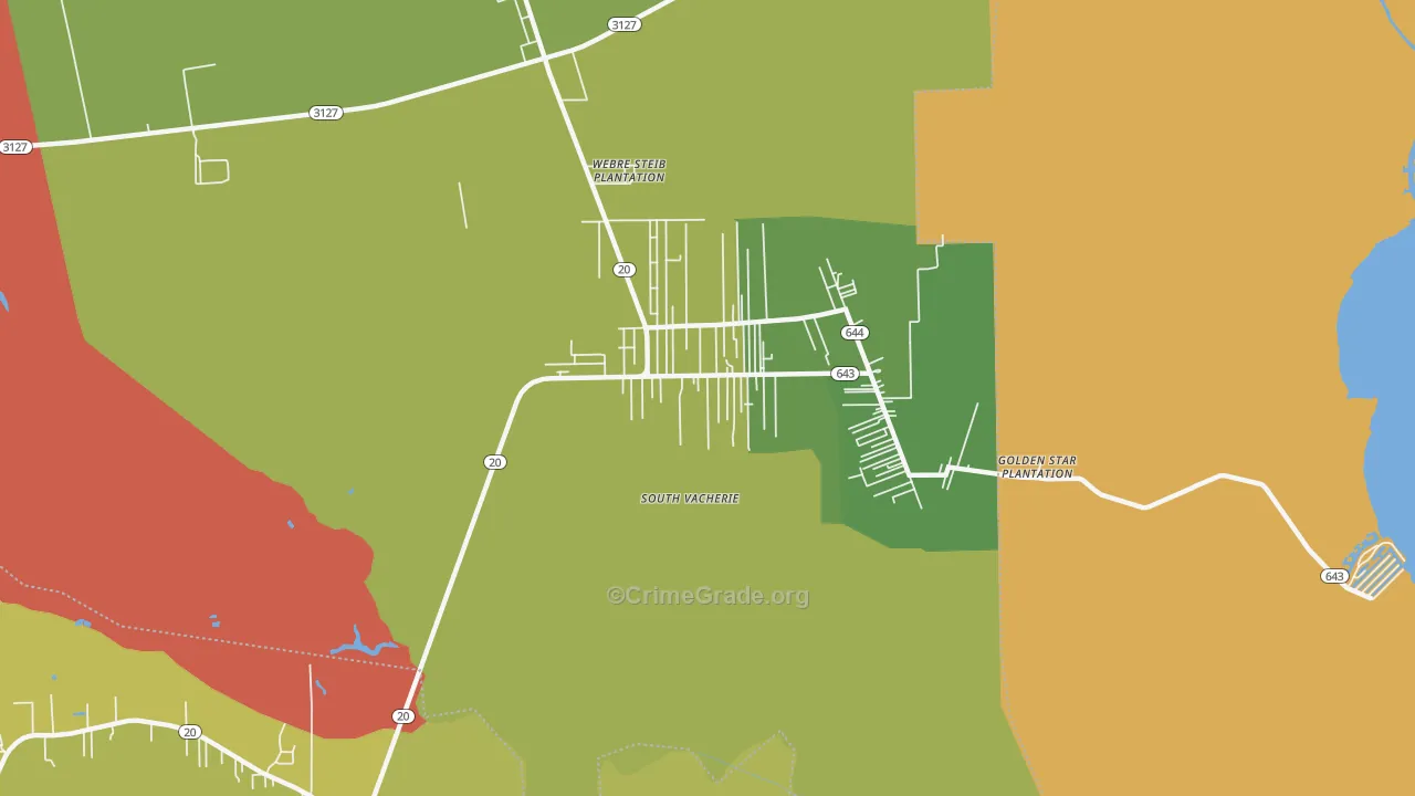 South Vacherie, LA Map of Theft Rates
