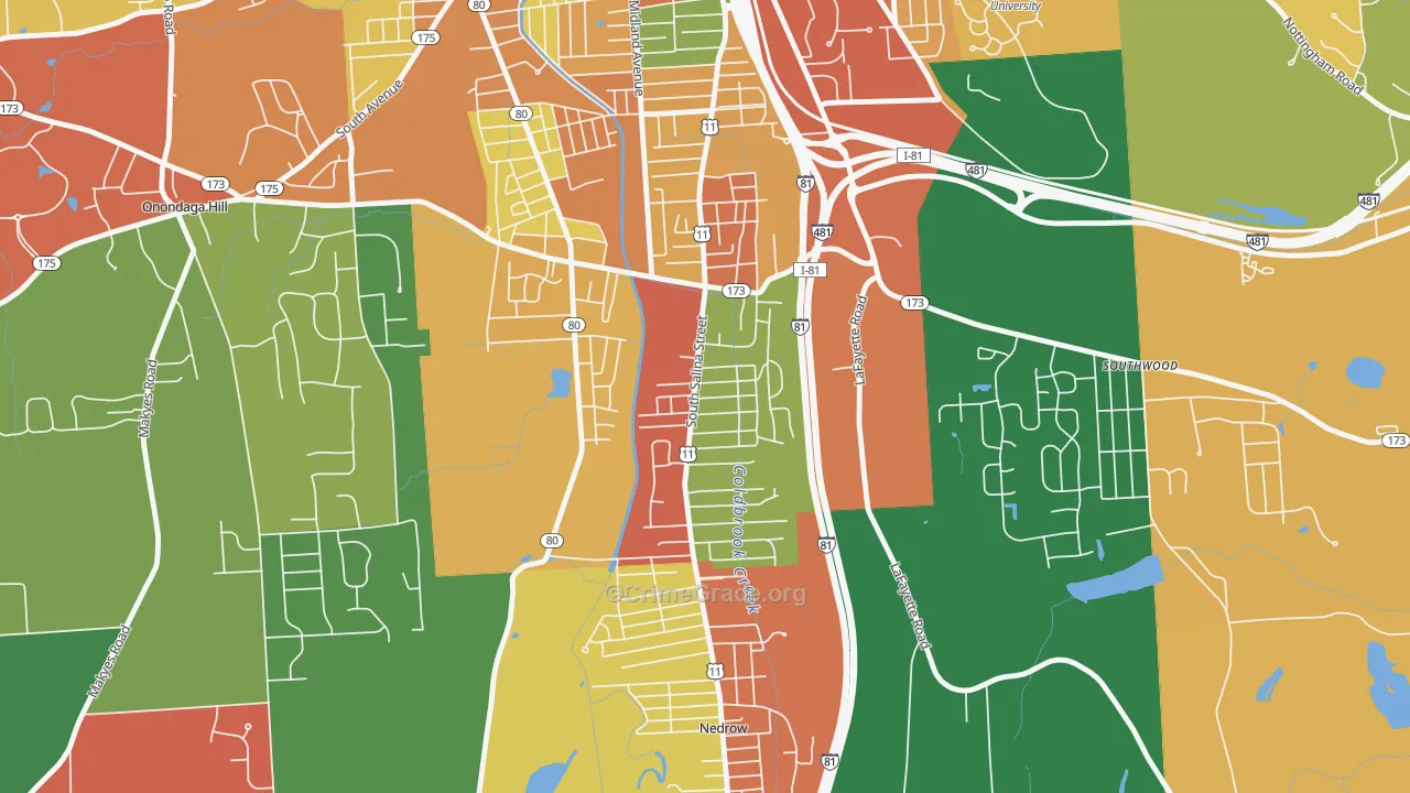 South Valley, Syracuse, NY Map of Theft Rates