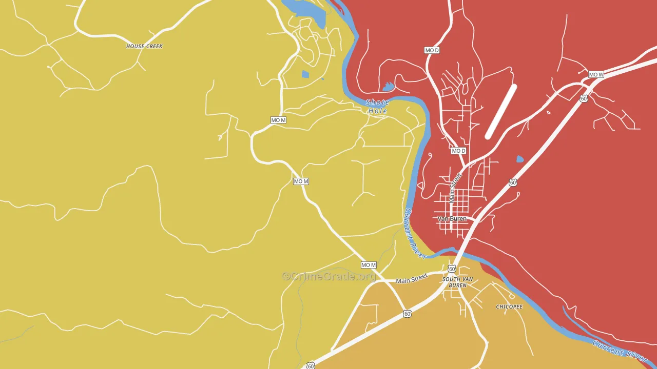 South Van Buren, MO Map of Theft Rates