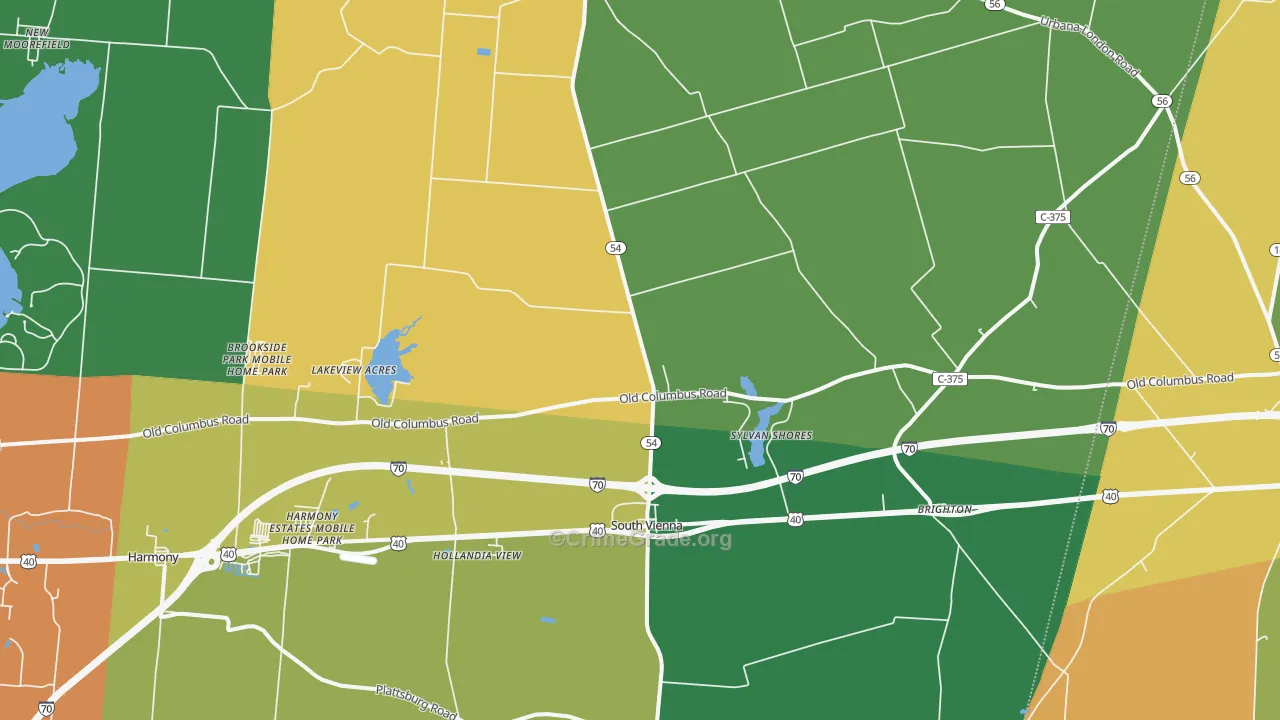 South Vienna, OH Map of Theft Rates