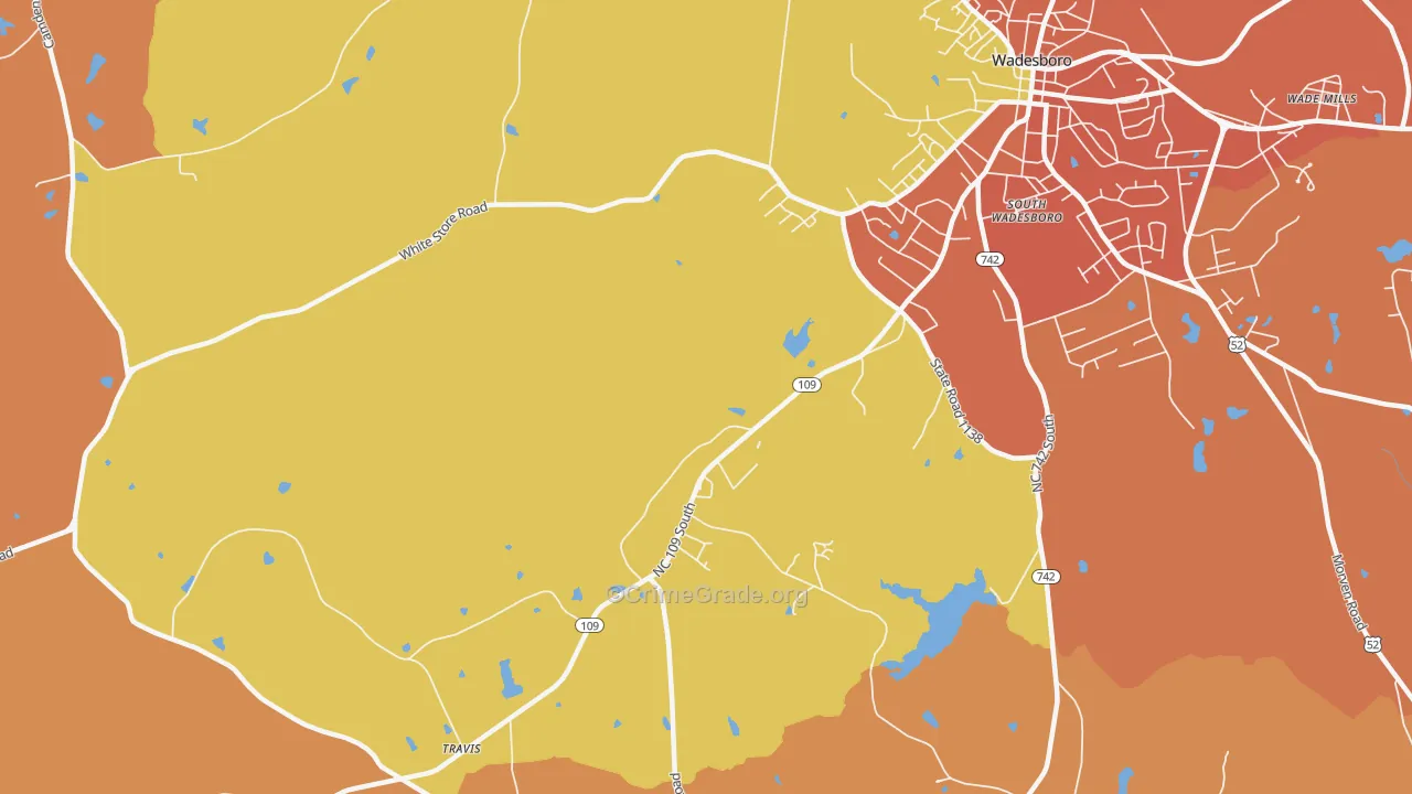 South Wadesboro, NC Map of Theft Rates