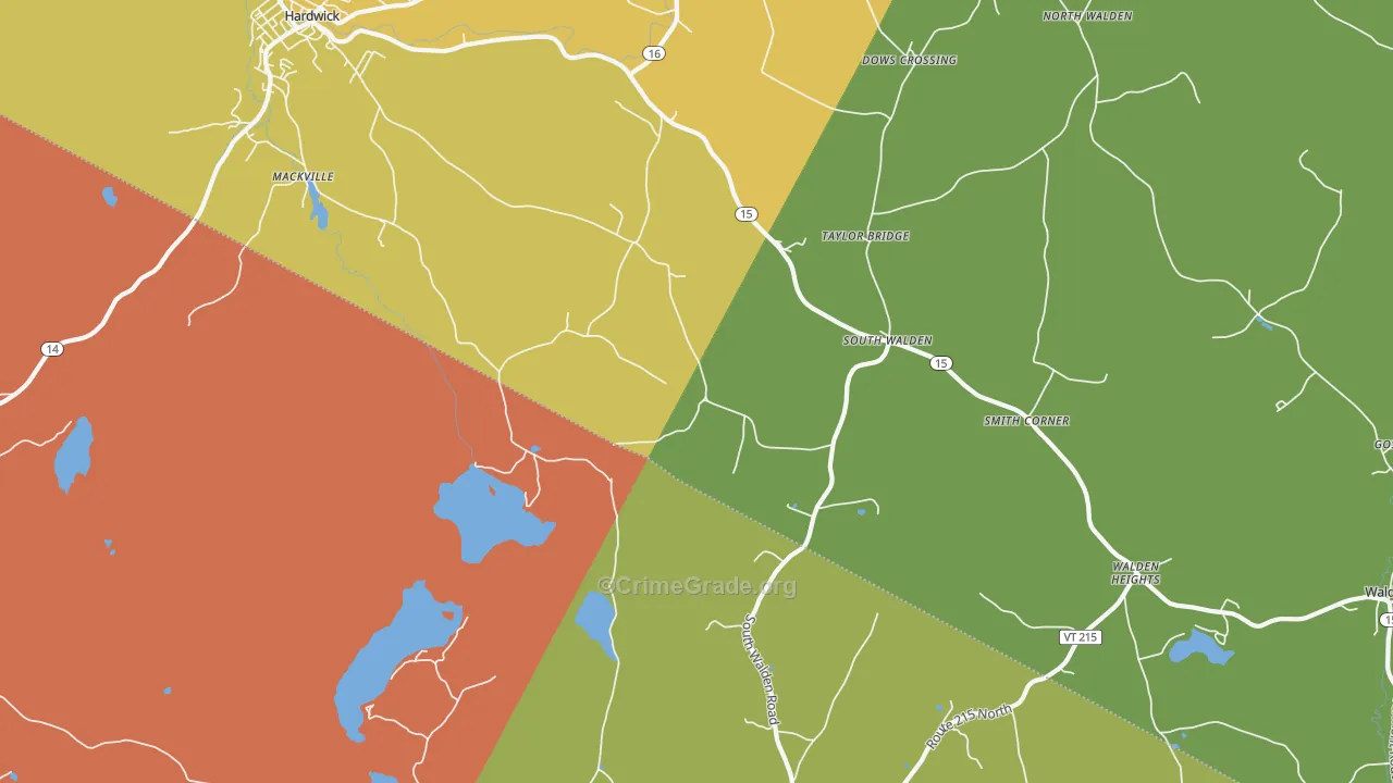South Walden, VT Map of Theft Rates
