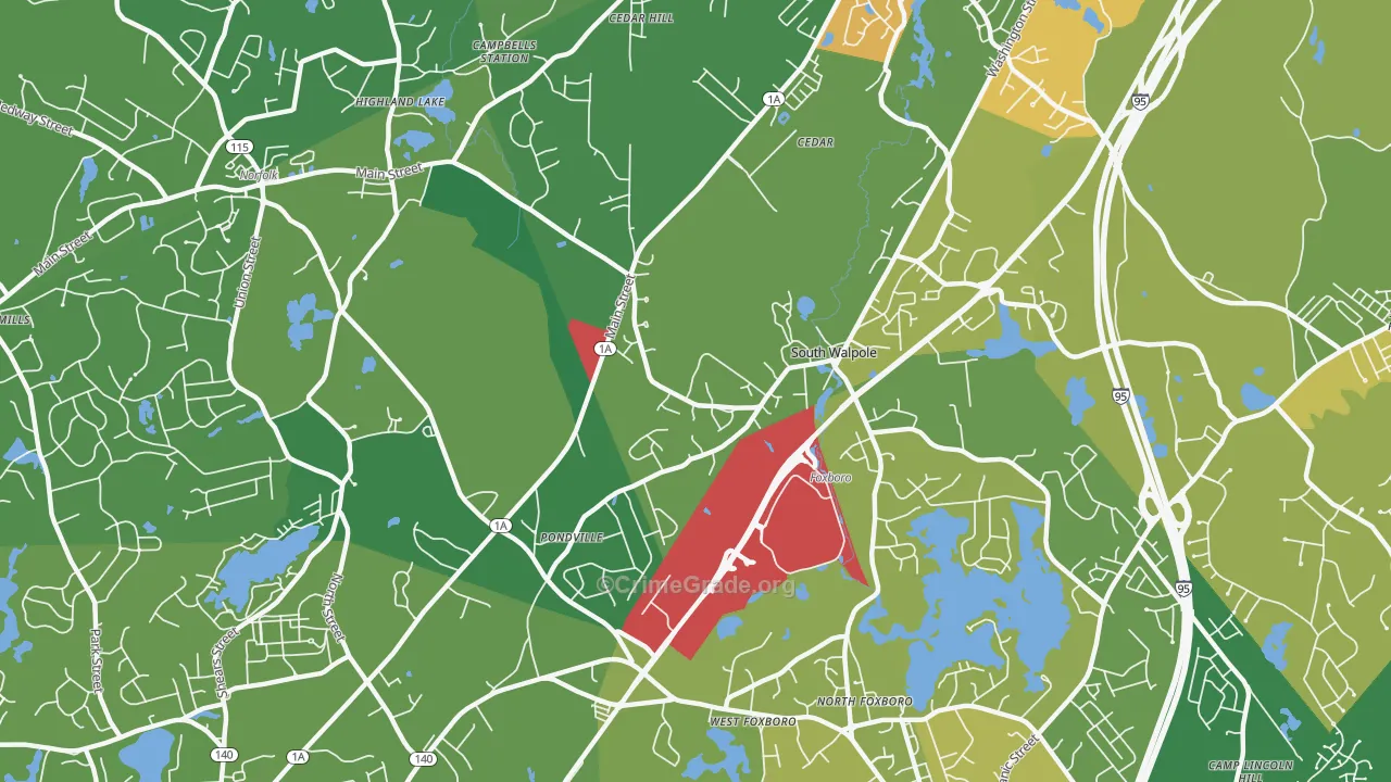 South Walpole, MA Map of Theft Rates
