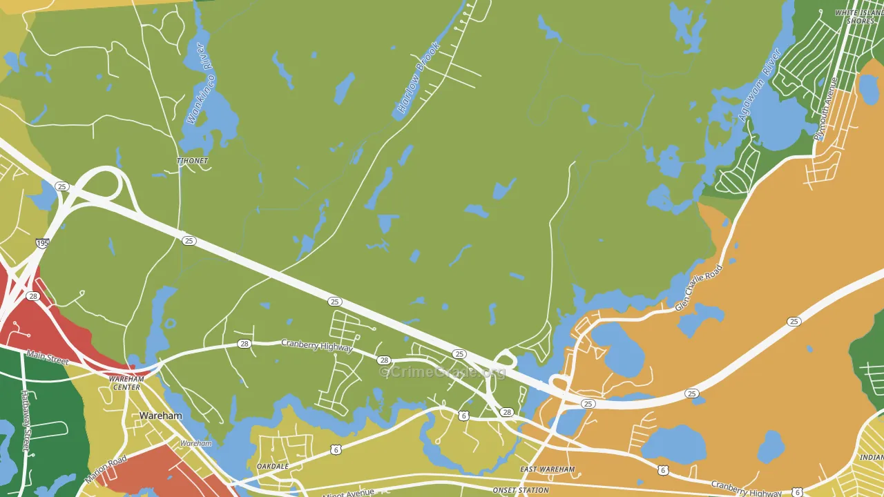 South Wareham, MA Map of Theft Rates