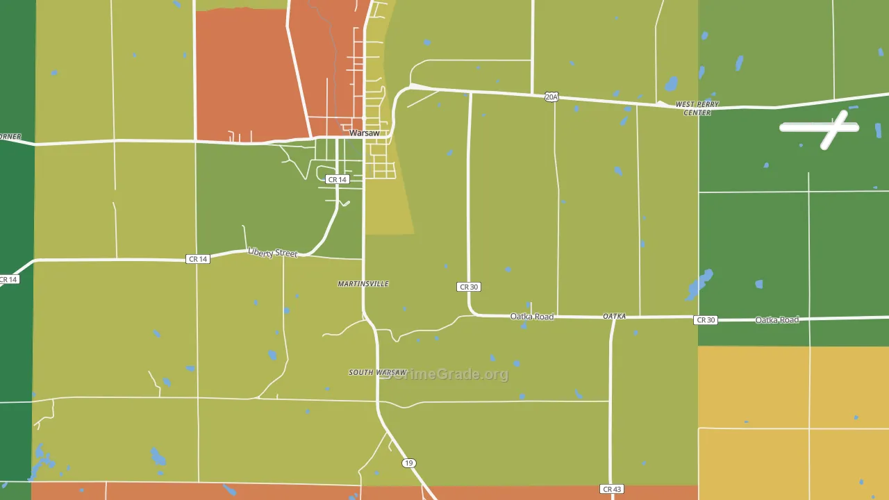 South Warsaw, NY Map of Theft Rates