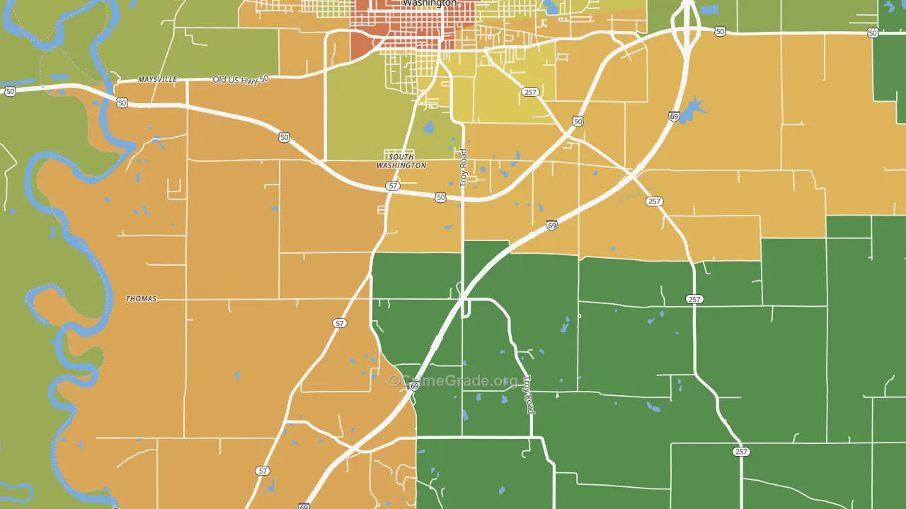 South Washington, IN Map of Theft Rates