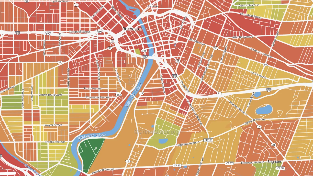 South Wedge, Rochester, NY Map of Theft Rates