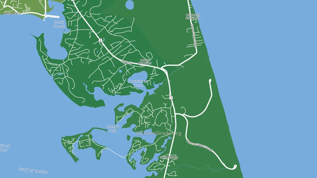 South Wellfleet, MA Map of Theft Rates
