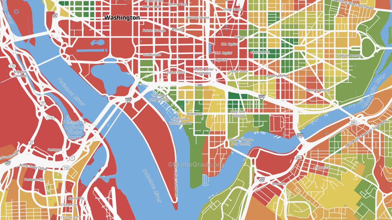 South West, Washington, DC Map of Theft Rates