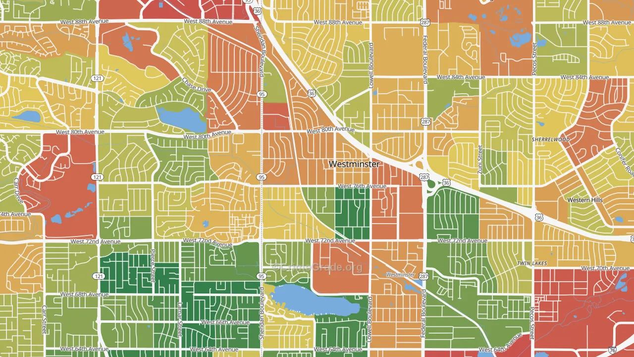 South Westminster, Westminster, CO Map of Theft Rates