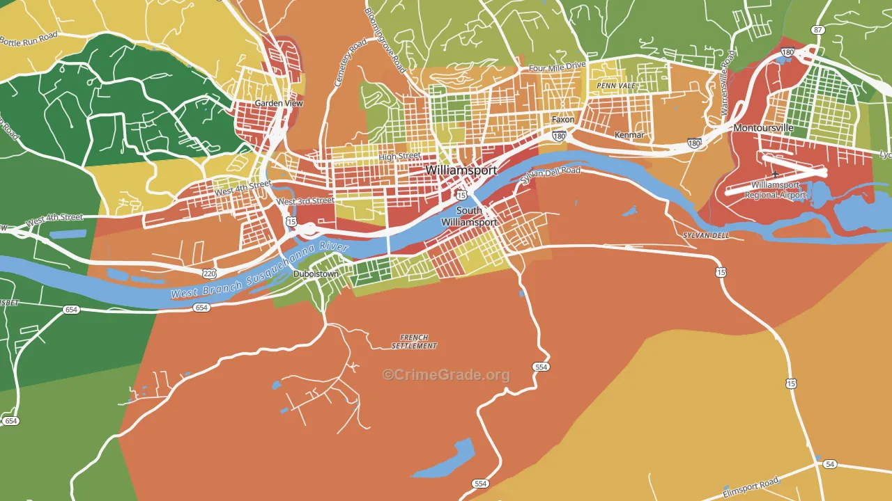 South Williamsport, PA Map of Theft Rates