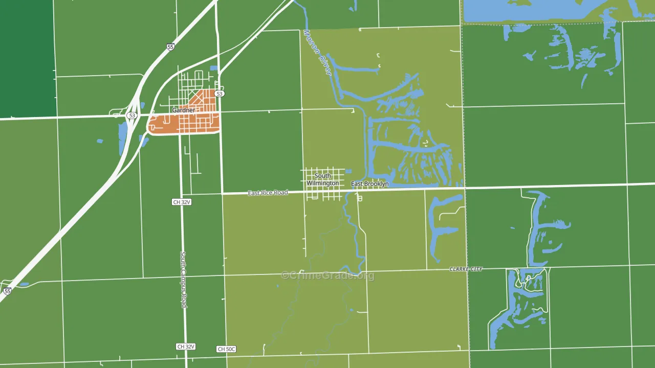 South Wilmington, IL Map of Theft Rates