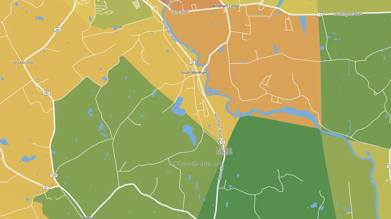 South Windham, CT Map of Theft Rates
