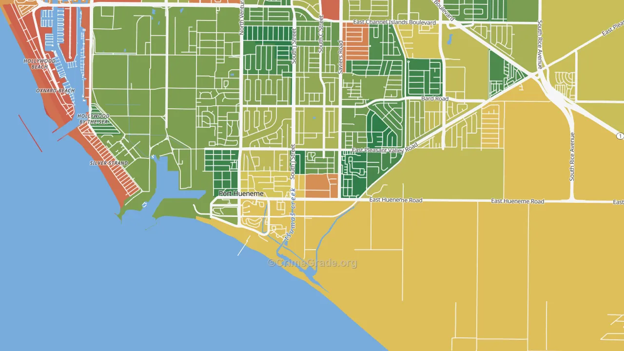 South Winds, Oxnard, CA Map of Theft Rates