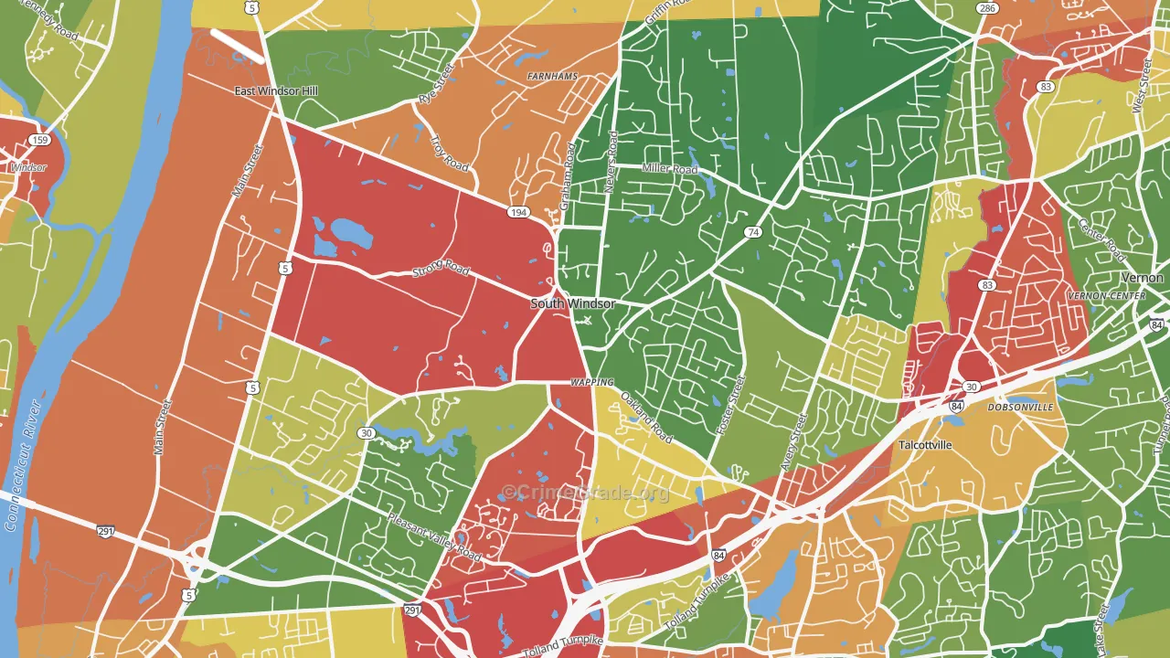 South Windsor, CT Map of Theft Rates