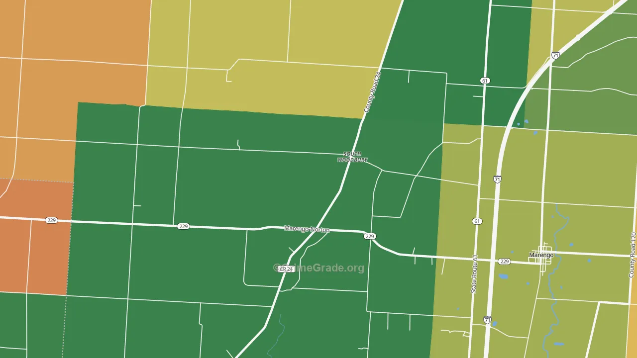 South Woodbury, OH Map of Theft Rates