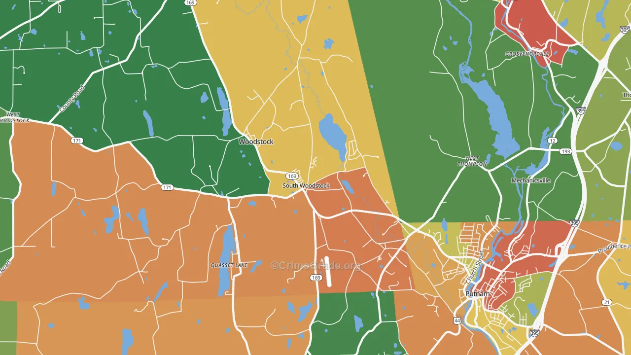 South Woodstock, CT Map of Theft Rates