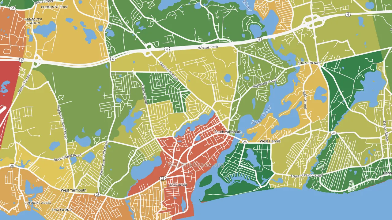 South Yarmouth, MA Map of Theft Rates