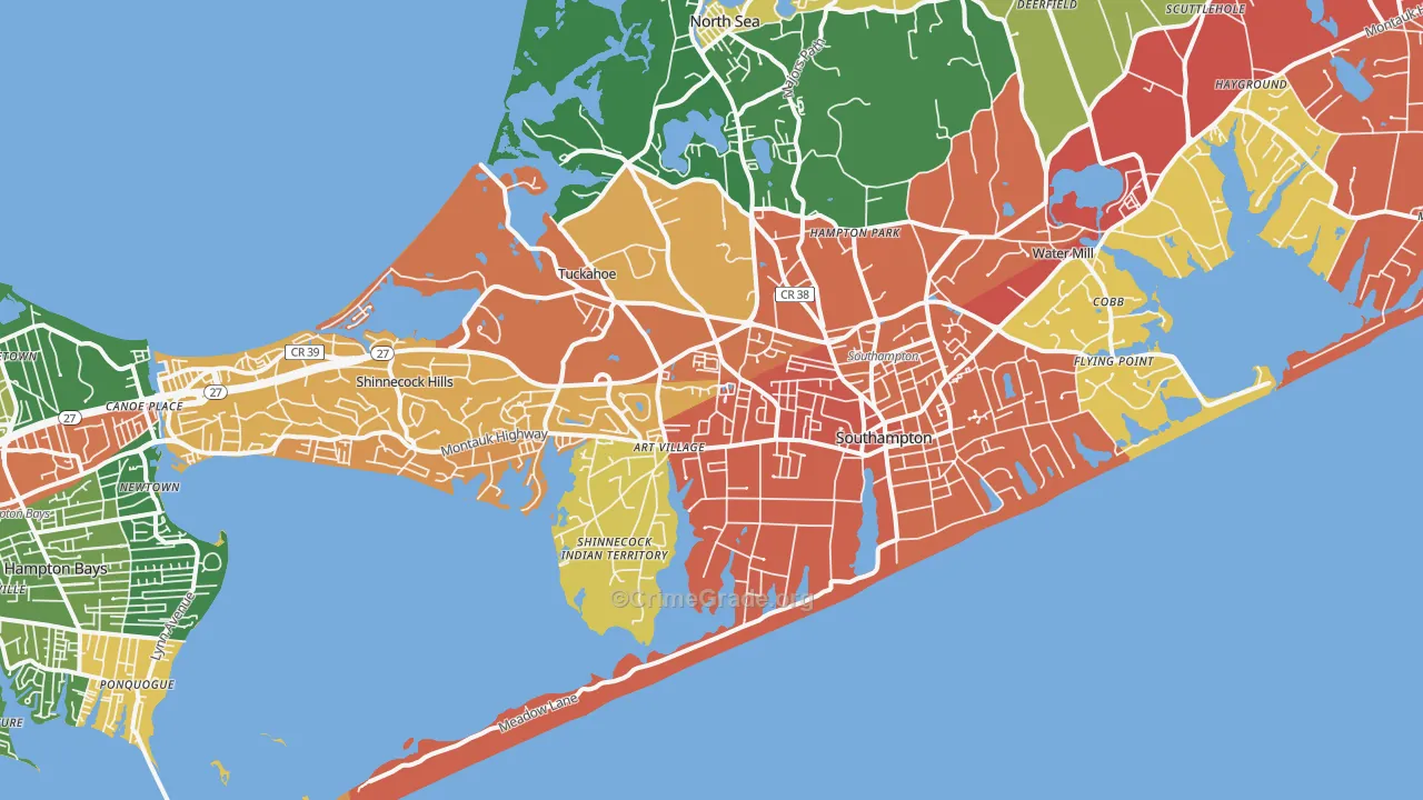 Southampton, NY Map of Theft Rates