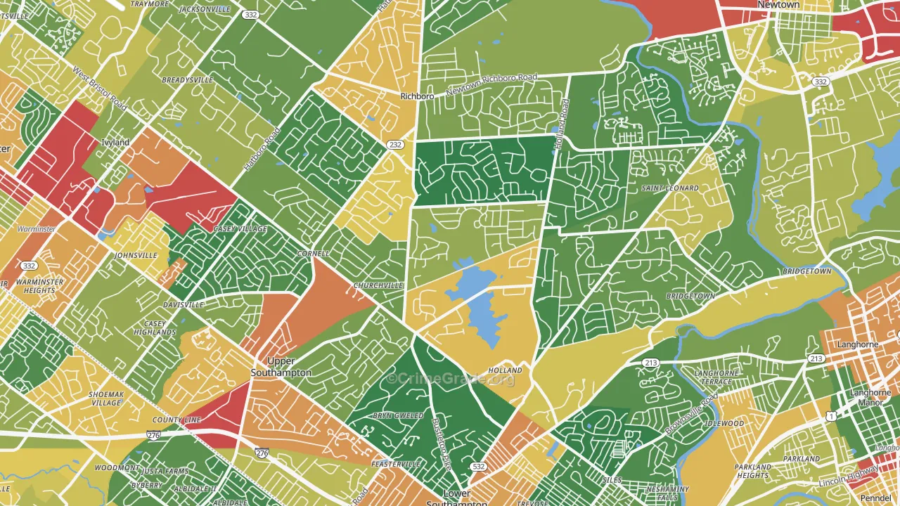 Southampton, PA Map of Theft Rates