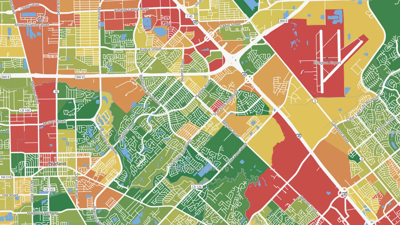 Southbelt Ellington, Houston, TX Map of Theft Rates
