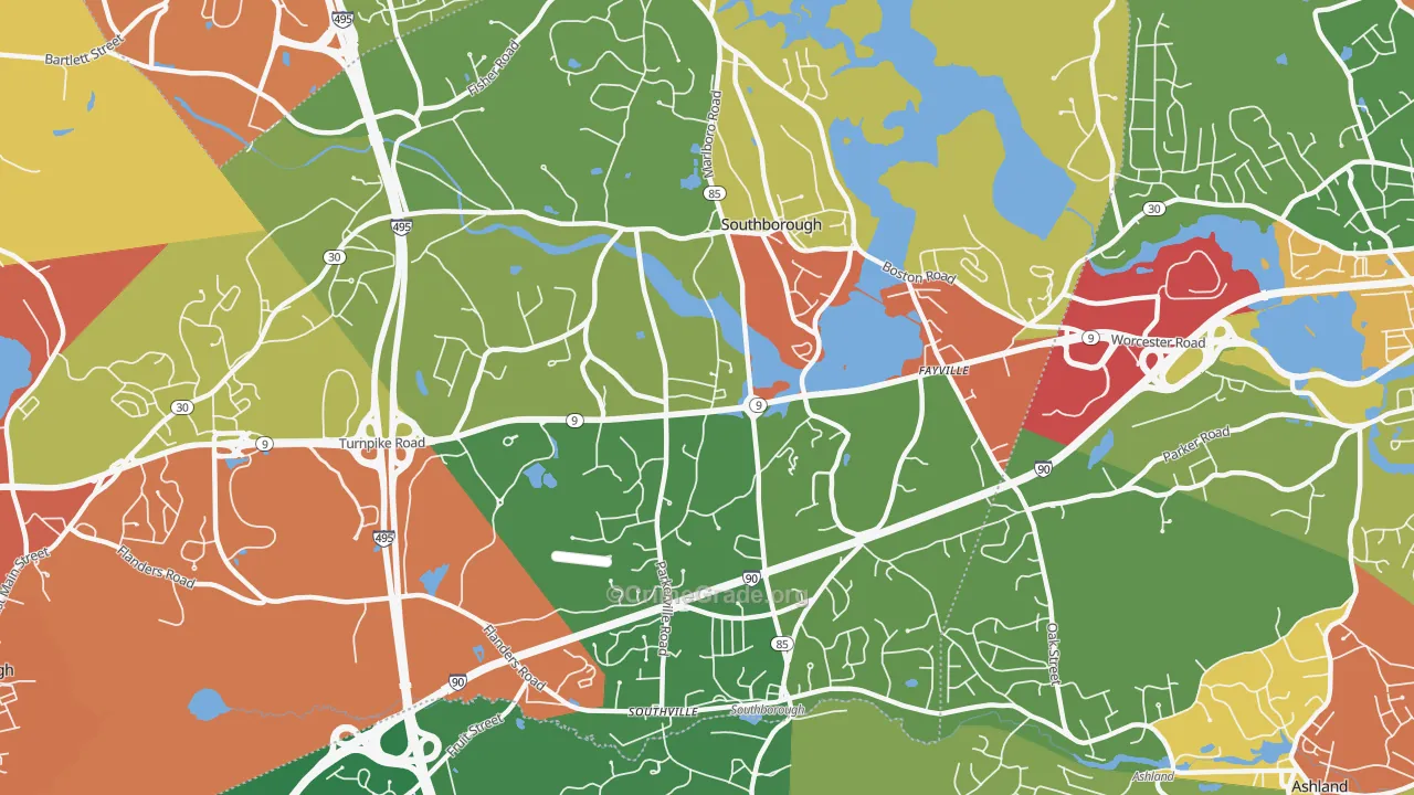Southborough, MA Map of Theft Rates