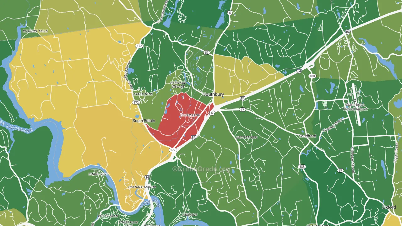 Southbury, CT Map of Theft Rates