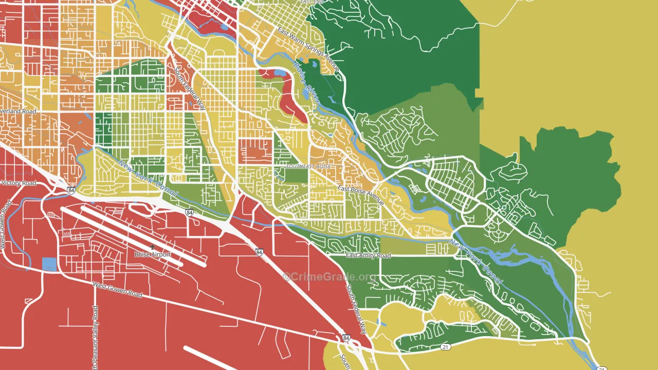 Southeast Boise, Boise, ID Map of Theft Rates
