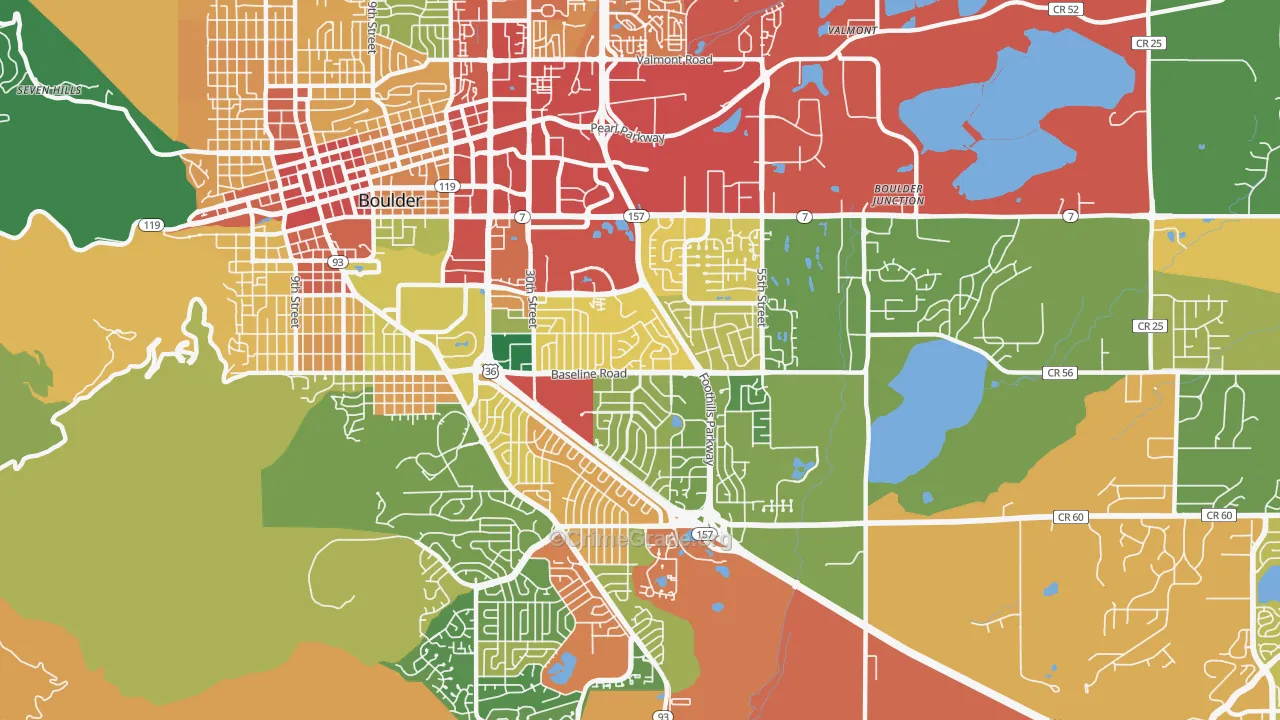 Southeast Boulder, Boulder, CO Map of Theft Rates