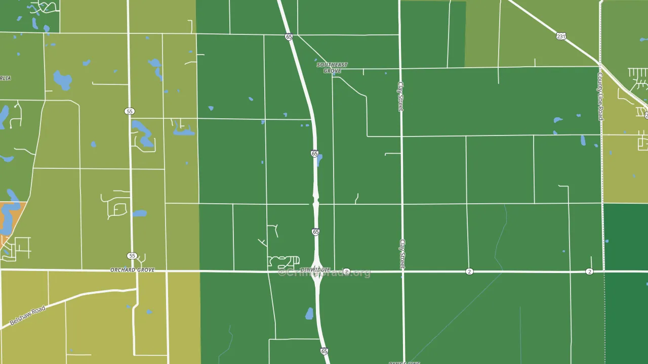 Southeast Grove, IN Map of Theft Rates