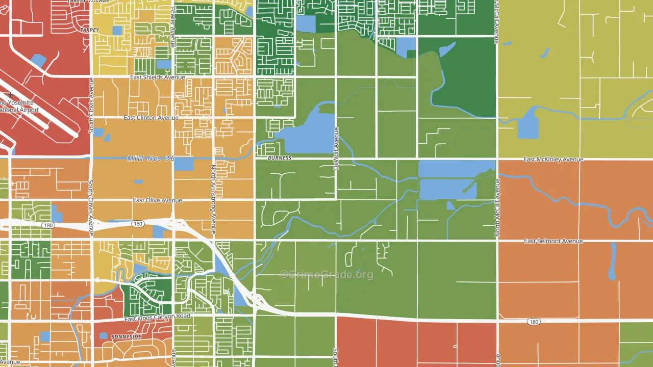 Southeast Growth Area, Fresno, CA Map of Theft Rates