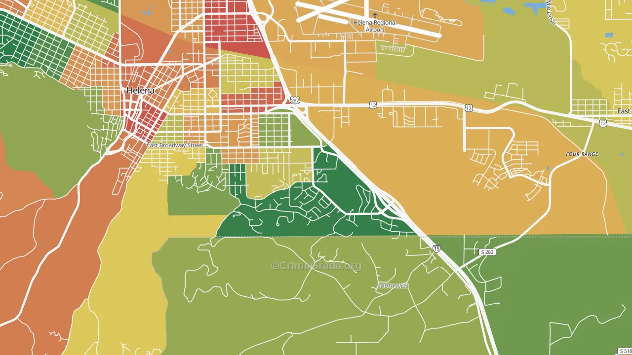 Southeast, Helena, MT Map of Theft Rates