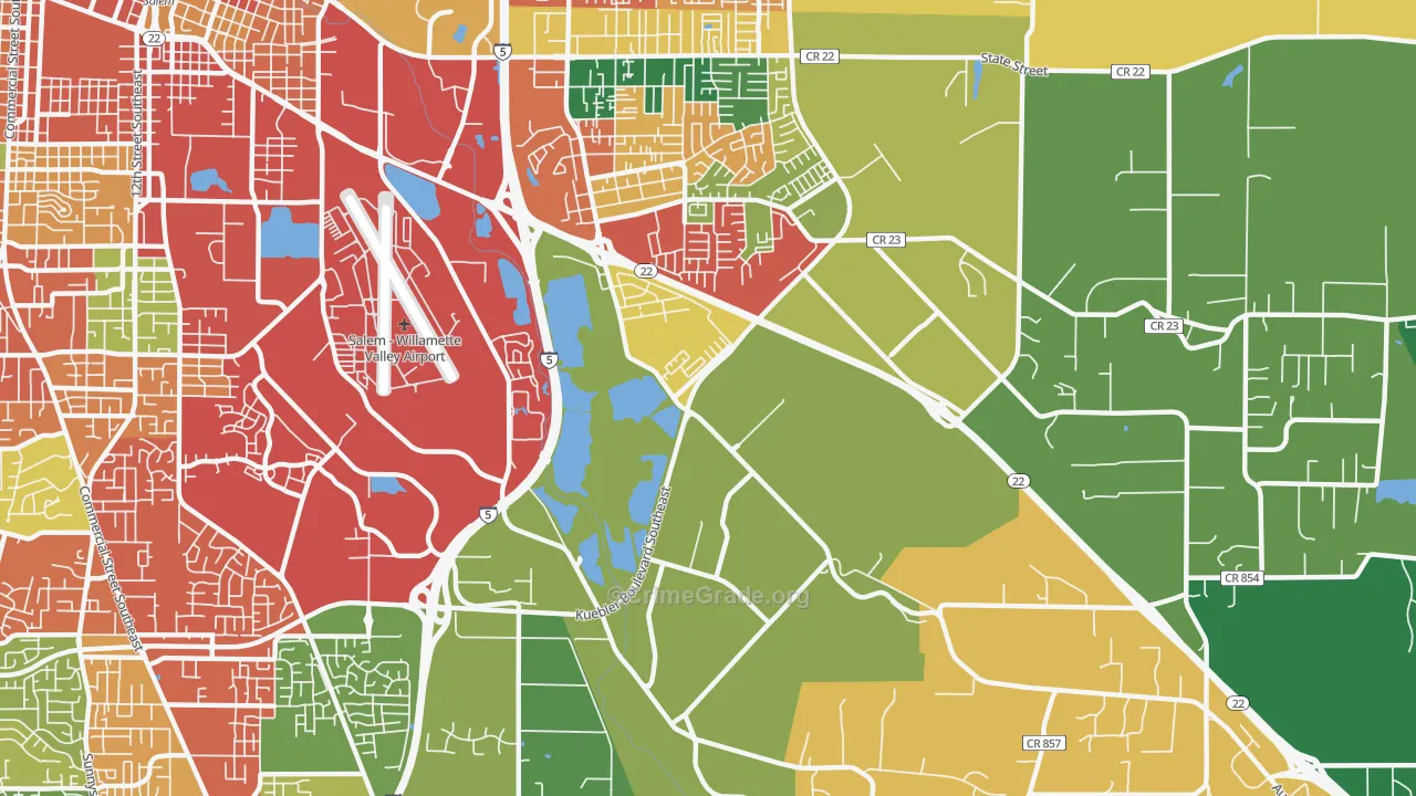 Southeast Mill Creek, Salem, OR Map of Theft Rates