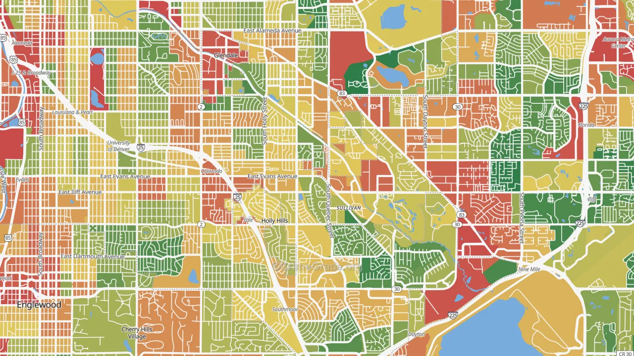 Southeastern Denver, Denver, CO Map of Theft Rates