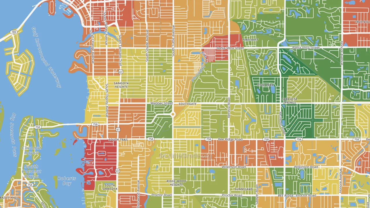 Southgate, FL Map of Theft Rates