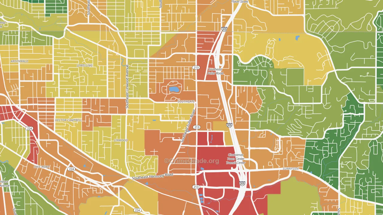 Southgate, Portland, OR Map of Theft Rates