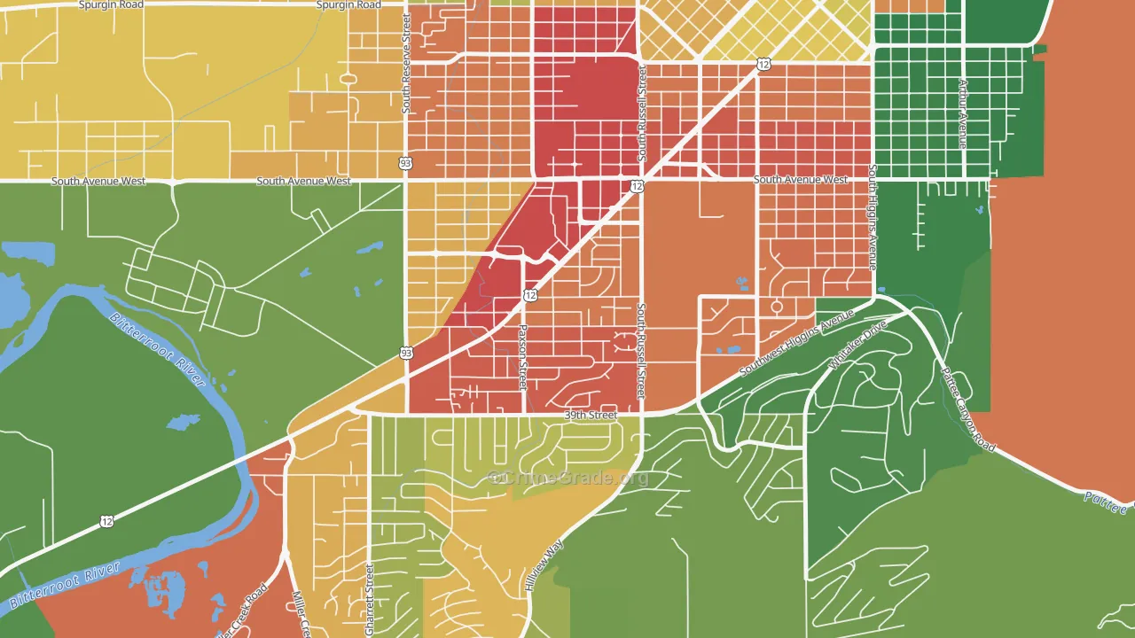 Southgate Triangle, Missoula, MT Map of Theft Rates