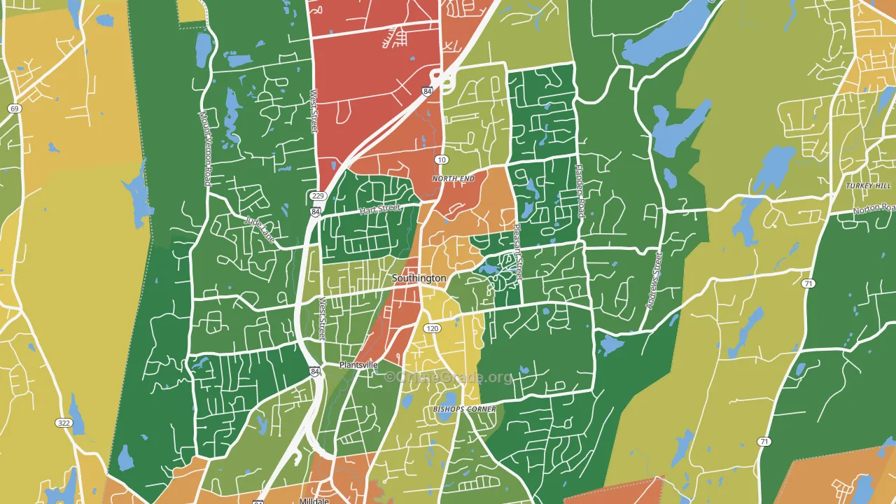 Southington, CT Map of Theft Rates