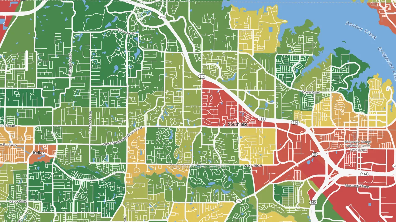Southlake, TX Map of Theft Rates